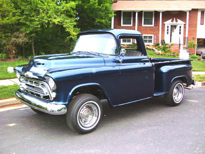 57 Chevy Truck Before AFTER The front end between the tire and fender has